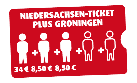 Niedersachsen-Ticket plus Groningen 3 Personen